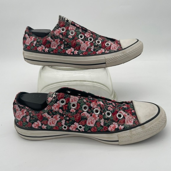 Converse All Star Pink mini Floral Print Lace Up Low Top Sneakers Women's Size 9 - Picture 1 of 10